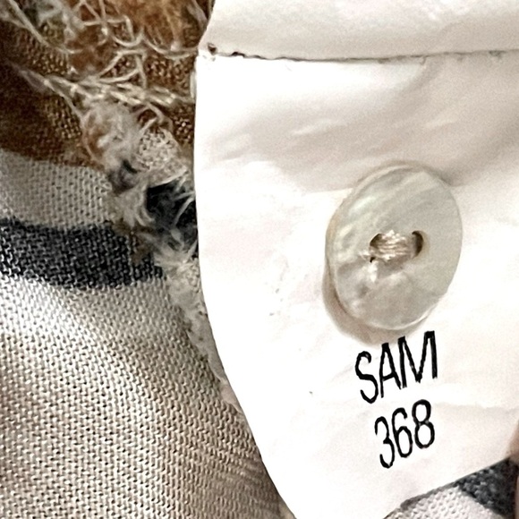 🌺 Zara Stripe Ruffle High Low Lightweight Tan Sleeveless Blouse Size S - Picture 9 of 11